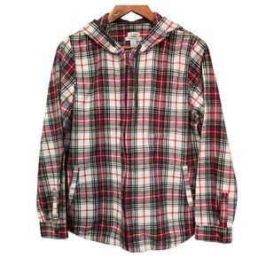 L.L.Bean Scotch Plaid Flannel Shirt Relaxed Zip Hoodie Size M
